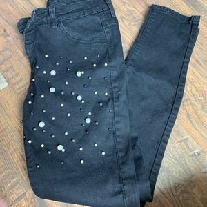 Jeans size 28 black with pearls